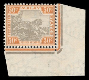 Malaya Federated States 1904 'Tiger' 50c grey-brown & orange-brown MNH. SG 47c.