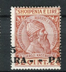 ALBANIA; 1914 early Skanderbeg surcharged issue Mint hinged 5pa. SHIFTED VAR