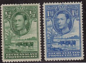 BECHUANALAND MLH Scott # 124, 126 King George VI (2 Stamps) -9