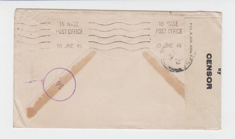 PALESTINE 1945 JEWISH INFANTRY BRIGADE IN ITALY CENSOR COVER, FPO726 O.A.S.