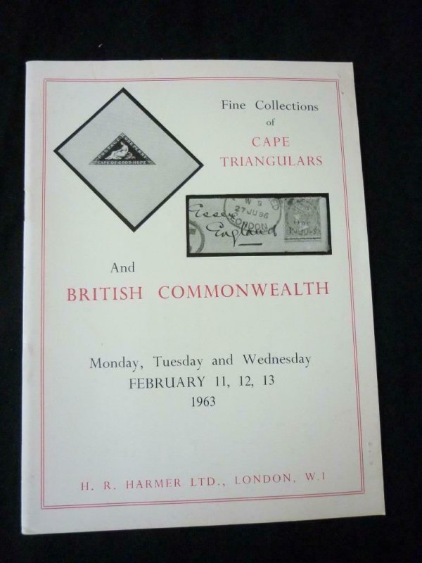 H R HARMER AUCTION CATALOGUE 1963 CAPE TRIANGULARS AND BRITISH COMMONWEALHT