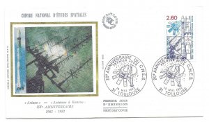 France 1982 Sc # 1835 Centre National D'Etudes Spatiales, silk FDC