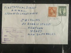 1954 Australia to New Zealand First Official Direct Airmail Cover  FFC