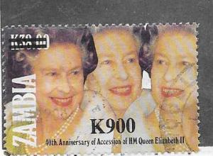 Zambia #692     900k on 38k Queen Elizabeth  (U)  CV$4.00