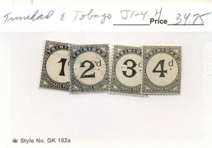 TRINIDAD & TOBAGO #J1-4, Mint Hinged, Scott $34.75