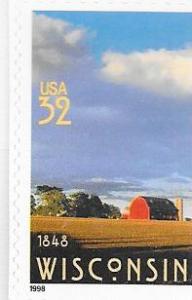 US#3206 $0.32 Wisconsin self adhesive (MNH) CV $0.65