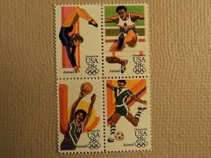 USPS Scott C101-04 28c Olympic Games 1984 Mint NH Block 4...