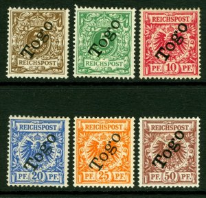 German Colonies - TOGO 1897 SURCHARGED set Sc# 1-6 mint MH