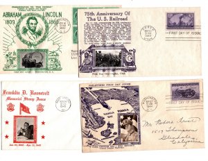 United states 4 crosby first day covers 908 922 925 931 cat $31.00