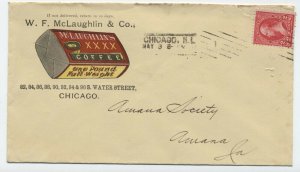 1890s Chicago IL color ad McLaughlin & Co coffee Barry machine cancel [6032.8]