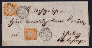 Germany (Wurttemberg) 1859 4-Times Used Turned Cover 2x 3kr Printings Tubingen