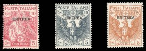 Italian Colonies, Eritrea #B1-3 Cat$41.25 (for hinged), 1915 Semi-Postals, se...