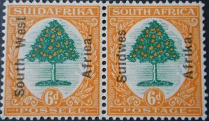 South West Africa 1926 6d pair SG 43 mint