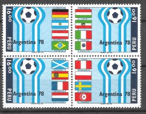 PERU 1978 WORLD FOOTBALL CUP ARGENTINA 1978 FLAGS BLOCK SCOTT 651/4 MI 1106/9