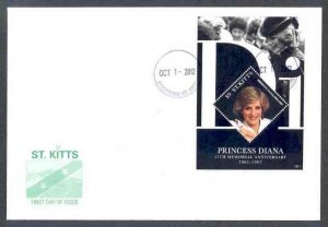 ST.KITTS  2012 15th MEMORIAL ANNIVERSARY PRINCESS DIANA  SOUVENIR SHEET   FDC