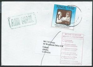 TONGA TO CANADA 2005 cover Returned to Sender etc..........................40691