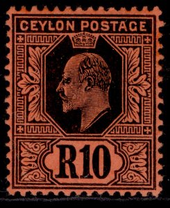 CEYLON EDVII SG300, 10r black/red, M MINT. Cat £140.