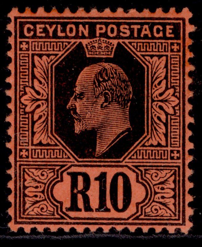 CEYLON EDVII SG300, 10r black/red, M MINT. Cat £140.