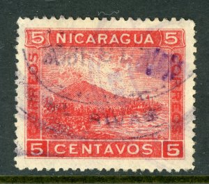 Nicaragua 1902 Momotombo 5¢ Carmine Lithographed Issue Scott #160 VFU W66⭐☀⭐☀⭐