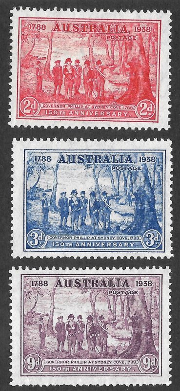 Doyle's_Stamps: 1937 XF M-VLH Australian Sydney Cove 150th Anniversary Set