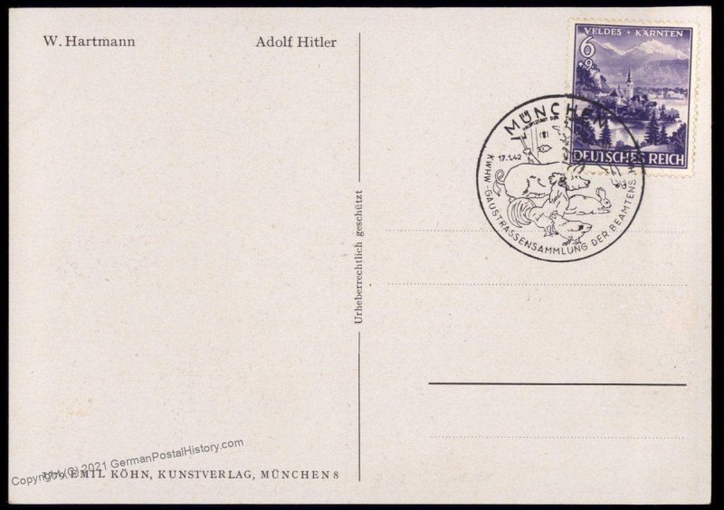 3rd Reich Germany Adolf Hitler Color Portrait Koehn Propaganda Card 100843