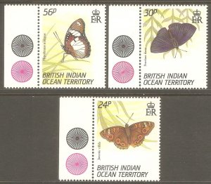 BRITISH INDIAN OCEAN TERR Sc# 148 - 150 MNH FVF Set3 Butterfly