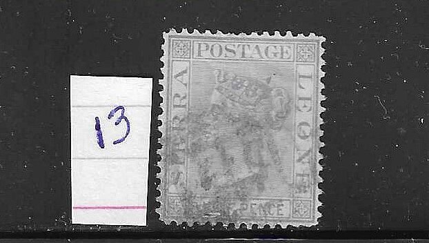 SIERRA LEONE #13 1876-96 VICTORIA 11/2P (VIOLET) USED