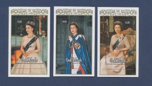 Cook Islands 1986 Elizabeth II, 60 th Birthday (3 HV Sht, Cpt) MNH CV$12+