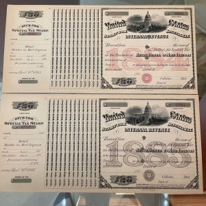 SET OF 15 Retail Dealer in Malt Liquors SPECIAL TAX REVENUE STAMPS W/LOT CARD