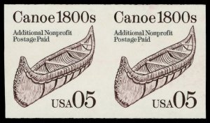 United States #2453a Mint nh superb  pair Cat$225 1991, 5¢ brown Canoe, hori...