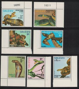 Laos Cobra Python Snakes 7v Corners 1986 MNH SC#722-728 SG#915-921