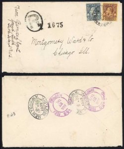 Turks and Caicos 1929 2d and 2 1/2d on Cover