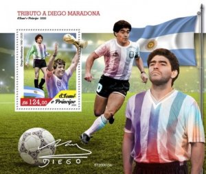 St Thomas - 2020 Diego Maradona Tribute - Stamp Souvenir Sheet - ST200615b