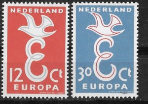 Netherlands # 375-76  Europa 1958  (2) VLH Unused