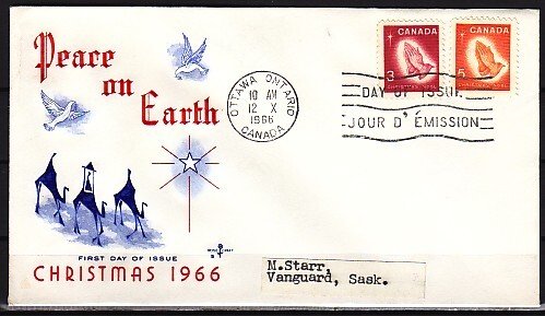 Canada, Scott cat. 451-452. Christmas issue. First day cover. ^