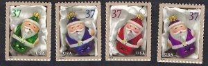 United States #3883-86 37¢ Holiday Ornaments (2004). 4 singles from sheet. MNH