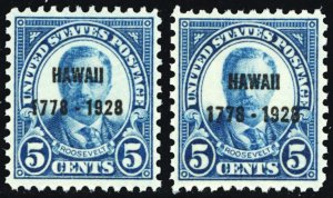 648, Mint NH 5¢ Hawaii TWO VF Stamps - Stuart Katz