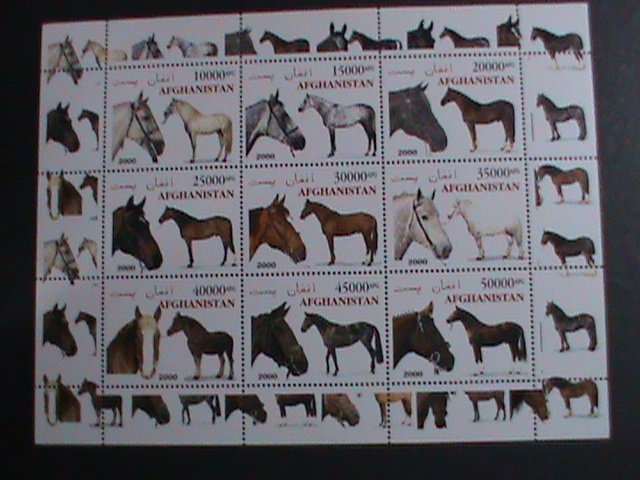 AFGHANISTAN-WORLD FAMOUS LOVELY BEAUTIFUL HORSES LARGE MNH FULL SHEET VF