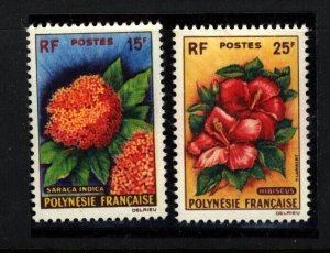 French Polynesia Scott 196-197,Mi. 20-21 Flowe  Mint Never Hinged Gorgeous