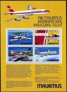 Mauritius 440-443,443a,MNH.Mi 432-435,Bl.6. Air Mauritius Inaugural Flight,1977