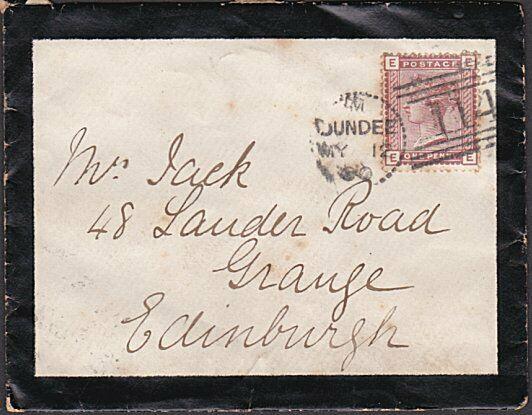 GB SCOTLAND 1880 mourning cover DUNDEE DOTTED CIRCLE duplex................57378