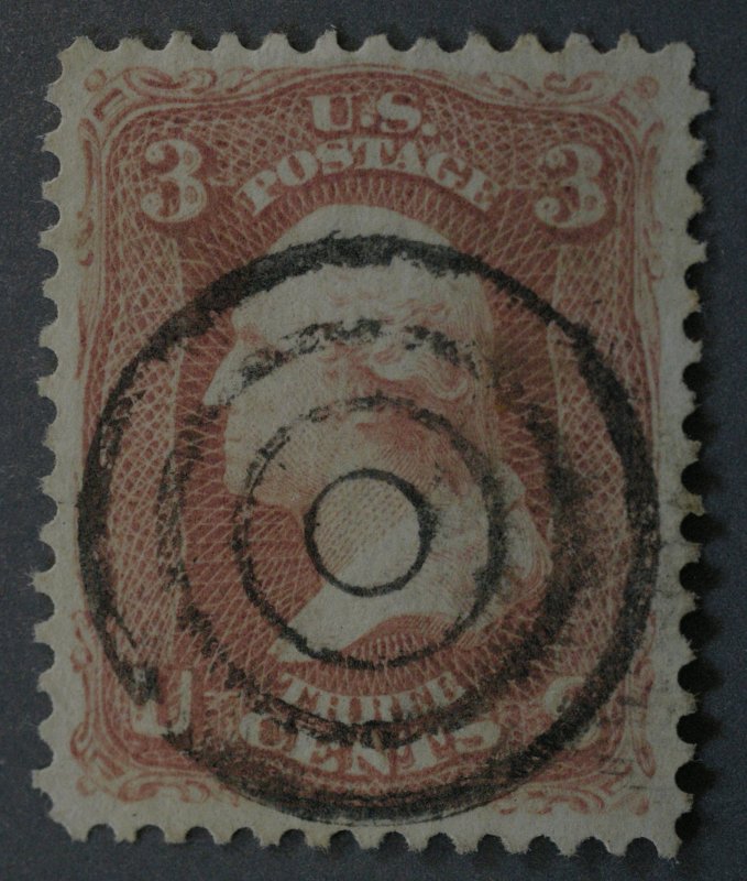 United States #65 Three Cent Washington Used Large Bullseye Cancel VF