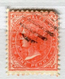 NEW SOUTH WALES; 1882 early classic QV issue used Shade of 1d. Plate Flaw