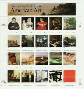 3236 MNH OG 1998 AMERICAN ART 32¢ Pane of 20 Very Fine