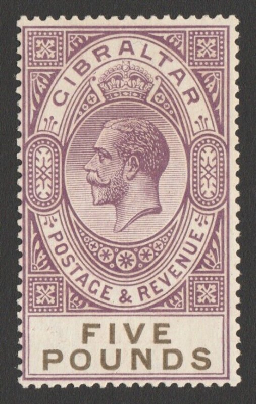 GIBRALTAR 1925 KGV £5 violet & black. RARE MNH **. SG 108 cat £3200.