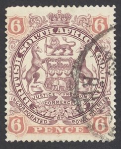 Rhodesia Sc# 55 Used 1897 6p Coat of Arms