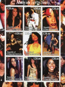 Turkmenistan 2001 AALIYAH American Singer Sheet Perforated Mint (NH)