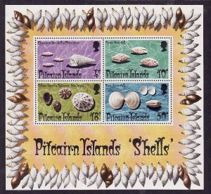 Pitcairn-Sc#-140a- id11- unused NH sheet-Shells-1974-