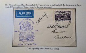 1932 New Zealand Cover Special Christmas Eve Flight New Plymouth to Auckland