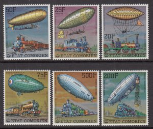 Comoro Islands 247-252 Trains Zeppelins MNH VF